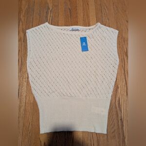 NWT Cupshe Cream Pointelle Knit Cover Up Top Size Small